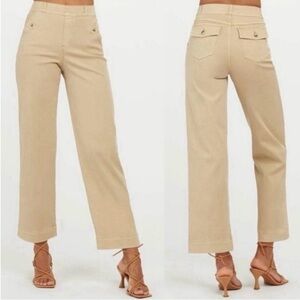 SPANX Stretch Twill Cropped Wide Leg in Almond